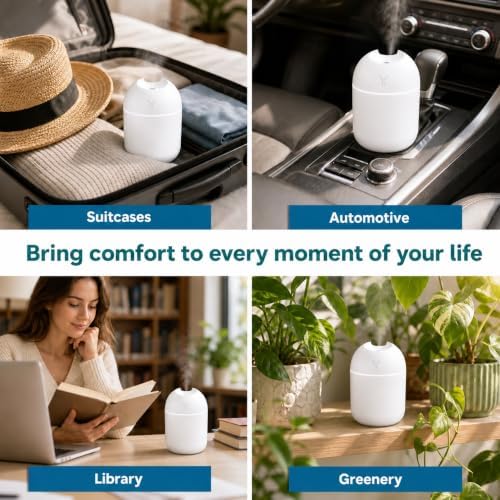 Humidifier Small, 8.45OZ USB Portable Mini Humidifier with Color Night Light, Auto Shut-Off Quiet Desktop Cool Mist Humidifier for Bedroom, Office, Car, Travel, Indoor Plants, Baby Room - Image 6