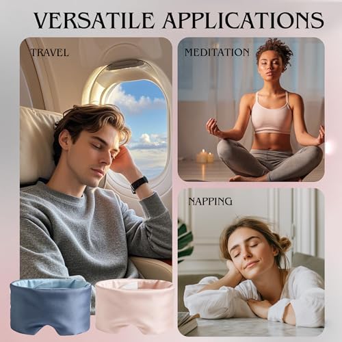 Weighted Sleep Mask for Side Sleepers, 100% Blackout Eye Mask for Sleeping with Adjustable Strap, Dual-Sided Cooling Silk & Warm Cotton Blindfold, Zero Pressure Eye Cover for Travel, Nap & Yoga - Image 5
