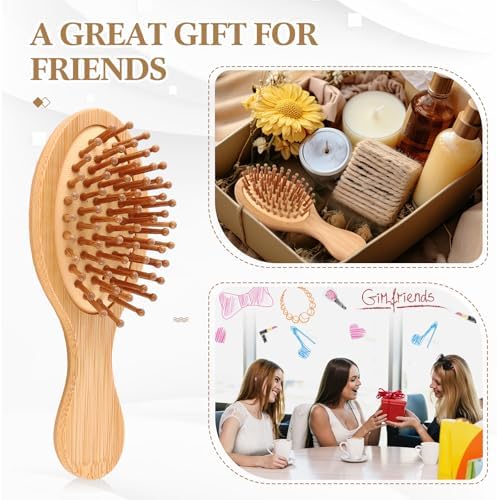 FoldTier 10 Pack Mini Bamboo Hair Brush Bulk Wooden Travel Small Hairbrush - Image 6