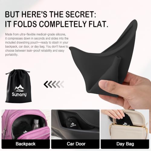 Female Urination Device, Reusable Female Urinal Silicone Women Pee Funnel | Women to Pee Standing Up, The Perfect Companion for Camping,Travel travel outdoor, folds compact, easy rinse - Image 3