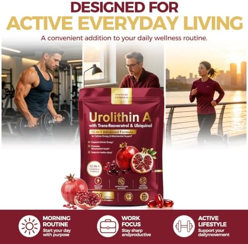 Urolithin A Supplement with NAD+, Resveratrol, CoQ10 & PQQ, High Potency 12-in-1 Longevity Formula, Mitochondrial Support for Healthy Aging, Energy & Muscle Strength, 120 Softgels - Image 7