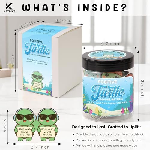 Positive Turtle Jar – Funny Birthday Gifts for Women Men Teens Stocking Stuffers Teen Girls Son Mom Dad Daughter Sister Friend Coworkers Teachers Gifts, Sea Turtle Gift for Women - Image 2
