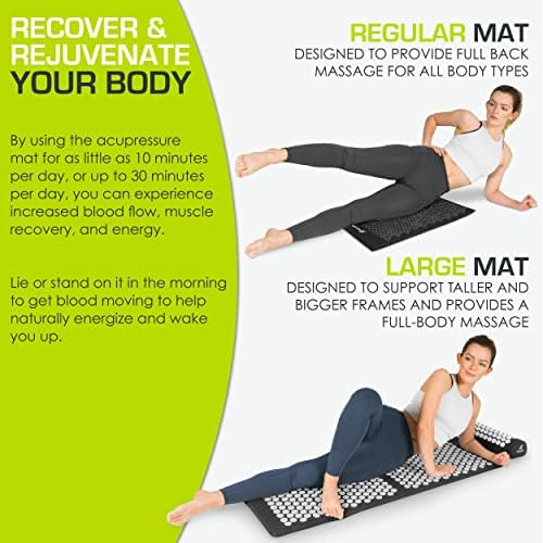 ProsourceFit Acupressure Mat and Pillow Set for Back/Neck Pain Relief and Muscle Relaxation, Large - Black/Black - Image 5