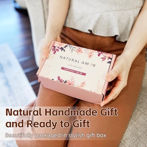 Natural Amor Handmade Spa Gifts for Women, Relaxing 5pcs Spa Gift Set for Women Including Citrus Handmade Soap Bar, Soy Candle, Bath Salt, Bath Bomb - Image 7