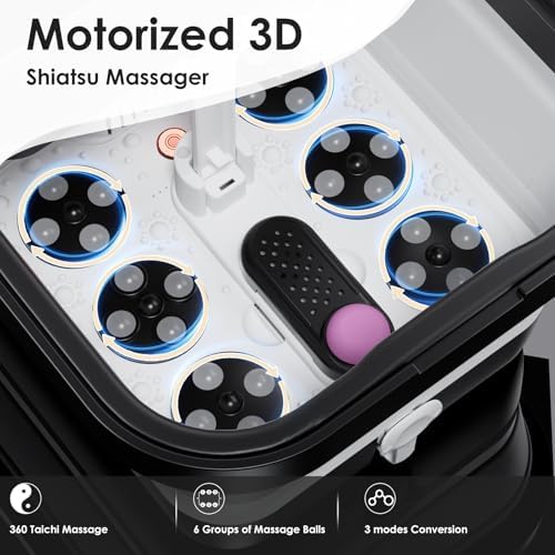 Foot Spa Electric Rotary Massage, with Touchscreen Pro Color Display, Collapsible Foot Bath with Heat, Bubble,Remote Control, Temp Control, and 24 Motorized Shiatsu Massage Balls (Black) - Image 3