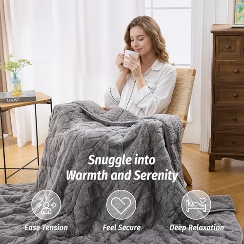 Wemore Soft Weighted Blanket for Adults 48" x 72" 15 lbs Twin Size Grey - Image 5