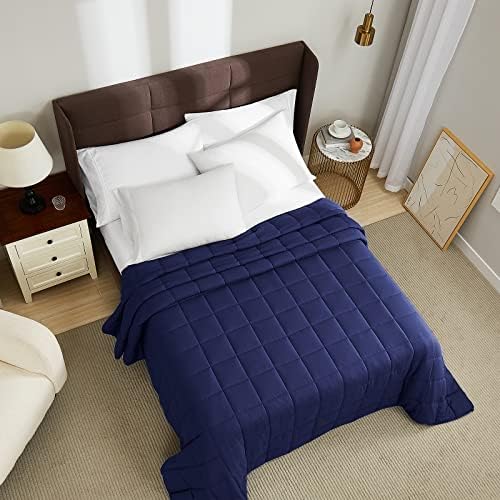 L'AGRATY King Size Weighted Blanket for Adults 30lbs, 88"x104" Cooling Heavy Blanket Microfiber Breathable Big Weighted Throw Blanket for Couple Summer Fall Winter, Navy - Image 2