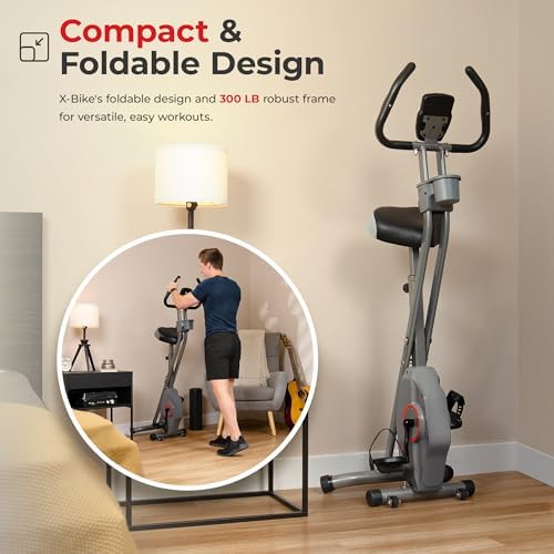 Sunny Health & Fitness Smart Foldable Magnetic X-Bike, Low-Impact Workouts - Image 5