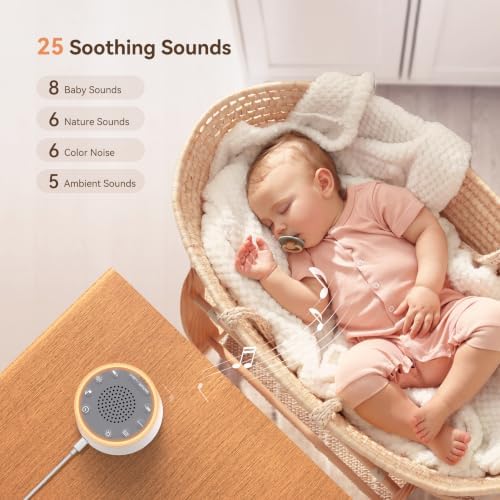 Dreamegg Sound Machine with Nursery Lamp - Sound Machine Baby, Soothing Sounds, Timer, Memory Function, 10 Colour Night Light, White Noise Machine Alarm Clock for Newborn Baby Registry Gift, White - Image 3