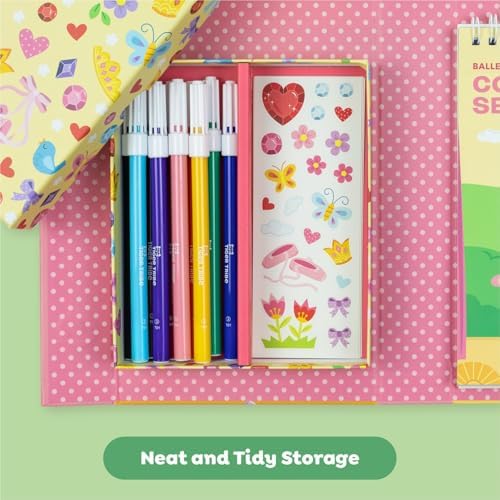 Schylling Tiger Tribe Ballet Coloring Set - Travel Take Along Art Kit - All Supplies Included - Easy Storage - Ages 3+ - 14014, Small - Image 4
