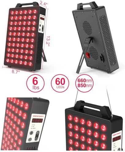 BONTANNY Red Light Therapy, 660nm 850nm 2-Wavelength Red Near Infrared Light Device with 60 Dual Chip Clinical Grade LEDs, Remote Control, Timer for Face, Body, Skin, Pain Relief, BO-300 (Black) - Image 2