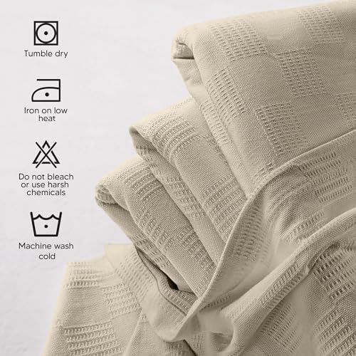Utopia Bedding 100% Cotton Thermal Blanket Khaki Big, 120x120 Inches - Image 5