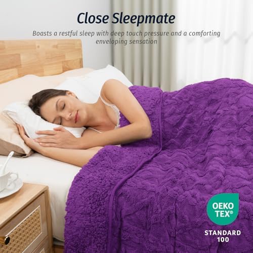 Wemore Queen Weighted Blanket for Adults 20lbs 60" x 80" Dark Purple - Image 3