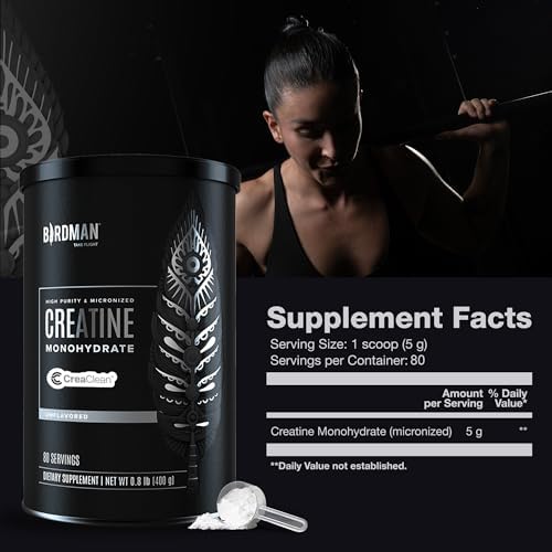 BIRDMAN Micronized Creatine Monohydrate Powder, Muscle Recovery, Caffeine Free, Creatine Pre Workout, Vegan, Post Workout, Gluten Free, Sugar Free | 80 Servings (5 Grams Each) | 0.8lb - Image 5