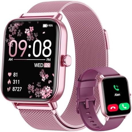 Smart Watches for Women (Calls/SMS/Reminders), 1.85" HD Alexa Smart Watch for Android Phones & iphone Compatible, 120+ Sport Modes Fitness Watch, Heart Rate/SpO2/Sleep Tracker, 3ATM Fitness Trackers by Hingso