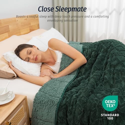 Wemore Cozy Weighted Blankets for Sleep Queen 60" x 80" 15 lbs Dark Green - Image 3