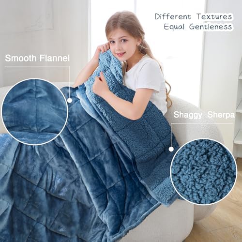 Aemicion Weighted Blanket for Adults (10lbs,48"x72",Slate Blue on Both Sides) Sherpa Fleece Heavy Blanket for Sleeping Perfect for 80-110lbs,Machine Washable - Image 3