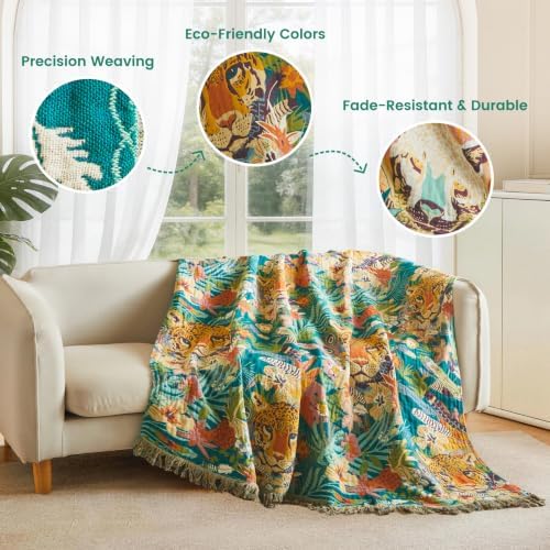 MSGKV Boho Throw Blanket 60"x80" Cotton Leopard Blanket for Bed & Couch - Image 4