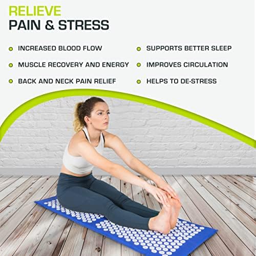 ProsourceFit Acupressure Mat and Pillow Set for Back/Neck Pain Relief and Muscle Relaxation, XL - Blue/White - Image 4