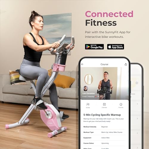 Sunny Health & Fitness Smart Foldable Magnetic X-Bike, Low-Impact Workouts - Image 3