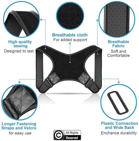 Adjustable Posture Corrector Brace for Men Universal Fit Upper Back, Shoulder & Clavicle Support, Helps Improve Posture & Relieve Neck, Shoulder & Back Pain (Patented Design) - Image 3