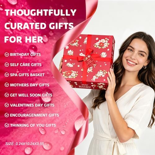 35-Pc Cherry Blossom Rose Get Well Soon Spa Gift Set, Complete Spa Baskets - Image 4