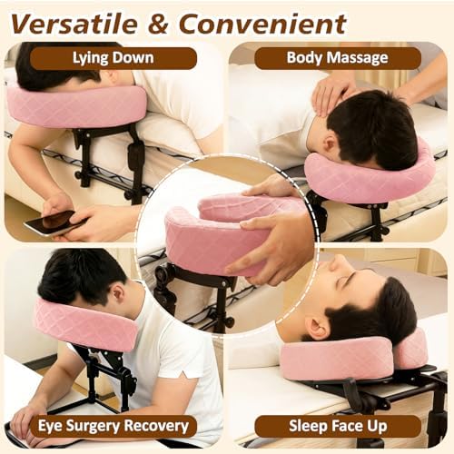 Massage Headrest for Bed with 2 Pack of Covers, Home Mattress Top Massage Kit, Adjustable Face Cradle for Professional and Home Use, Portable Face Down Head Holder Fits All Mattresses - Image 4