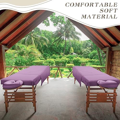 Mixweer 9 Pcs 3 Set Microfiber Massage Table Sheets Set Bulk Includes Flat Sheet, Fitted Sheet with Pocket, Face Rest Cover(Purple) - Image 5