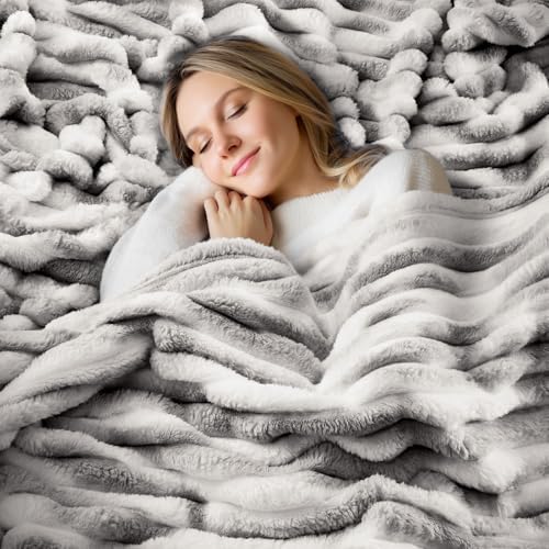 BEDELITE Ribbed Twin Blanket for Couch & Bed, Black&White, 60"x80" - Image 4