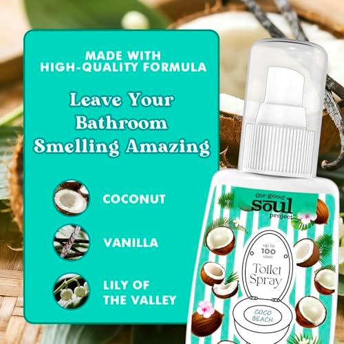 THE GOOD SOUL PROJECT Toilet Spray, Coco Beach, Bathroom Odor Eliminator, Travel Size Air Freshener Spray, 2 Fl.Oz(2 Pack) - Image 2