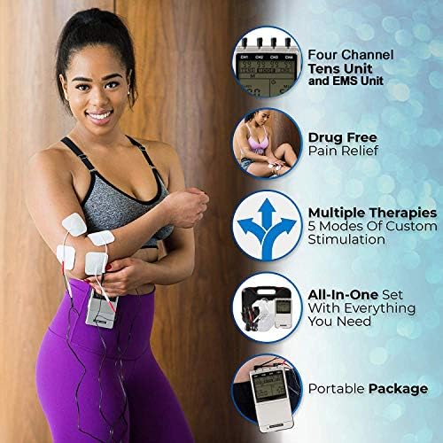 Roscoe Medical TENS Unit and EMS Muscle Stimulator – 16 Electrodes Included, 4-Channel OTC TENS Machine for Back Pain Relief, Lower Back Pain Relief, Neck Pain, Includes Case - Image 4