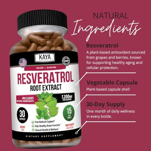 Kaya Naturals Resveratrol Capsules, 30 Veggies Capsules - Image 5