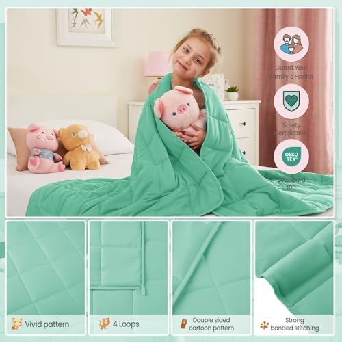 Weighted Blanket - 7 lbs Green Heavy Blanket - Small Size Breathable Lap Blanket(41"x60", 7 lbs) - Image 4