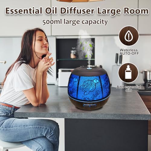 500ml Metal Turtle Essential Oil Diffuser, Cute Hollowed-Out Humidifier - Image 3