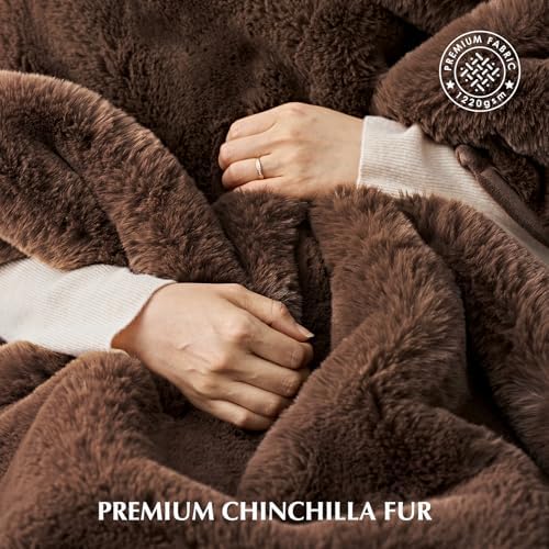 EVERGRACEHOME Faux Chinchilla Fur Throw Blanket, 60"x80", Chestnut Mink - Image 3