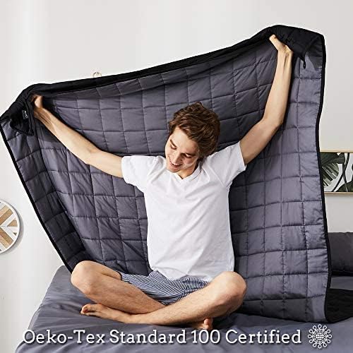 ZonLi Weighted Blanket for Adults (60"x80", 20lbs, Grey/Black) - Image 2