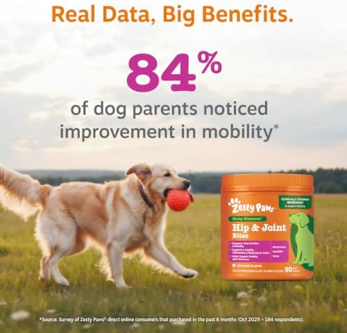 Zesty Paws Glucosamine for Dogs - Dog Joint Supplement + Hemp, Chicken 90ct - Image 6