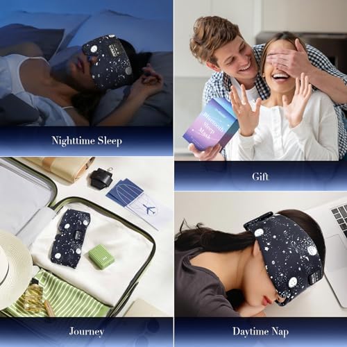 LC-dolida Sleep Mask with Bluetooth Headphones, Extra Large Silk Eye Mask for Sleeping Side Day Sleepers, Sleep Headphones Bluetooth 5.4 for Women Men with Thin Speaker, Blackout, Comfort, Microphone - Image 6