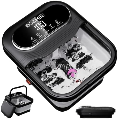 OOAMBB Collapsible Foot Spa Bath w/Heat, Bubble, Timer& Temp Control, Black by OOAMBB