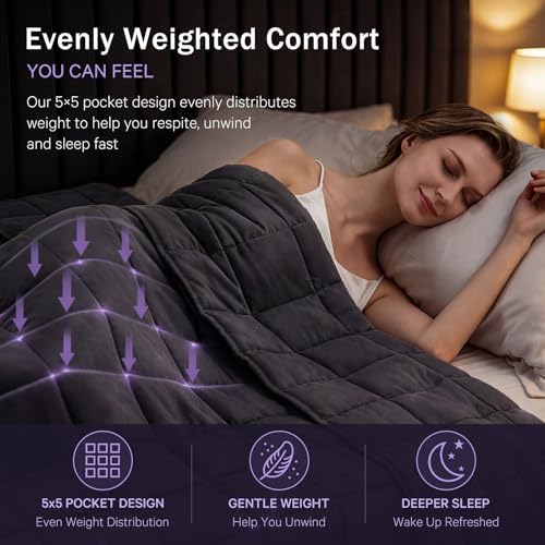Weighted Blanket for Adults 12lbs, 60"x80", Queen Size Cooling Heavy Throw Blanket for 110-130lbs, Microfiber Soft Big Blankets Weighted Comforter, Grey - Image 2