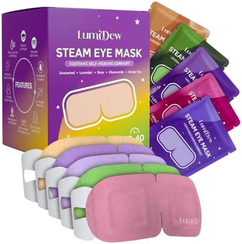 Steam Eye Mask, Self Heating Heated Eye Mask for Sleep, Warm Compress for Eyes, Moist Heat for Dry Eye Relief, Stye Eye Treatment, Spa, Travel Essentials, Variety 16 Pack by LumiDew