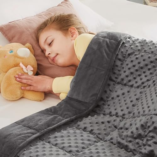 CuteKing Weighted Blanket - Weighted Blanket with Premium Glass Beads - Heavy Blanket Crystal Velvet for Comfort Sleep - Thick Blanket All Season (10lbs, 48"x72", Grey Bubble) by CuteKing