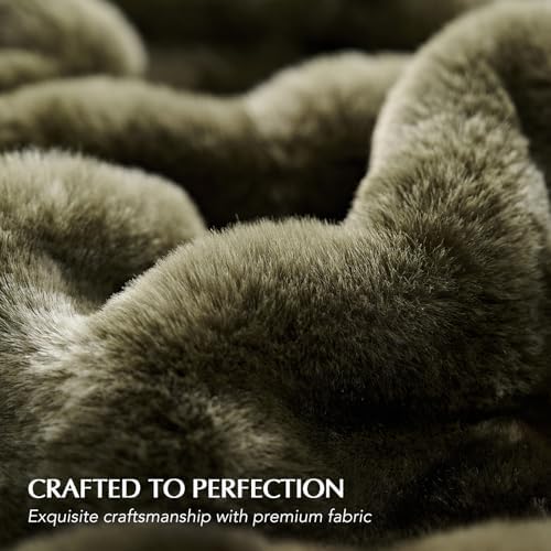 EverGrace Faux Rabbit Fur Bubble Throw Blanket, 60"x80", Marble Olive - Image 4