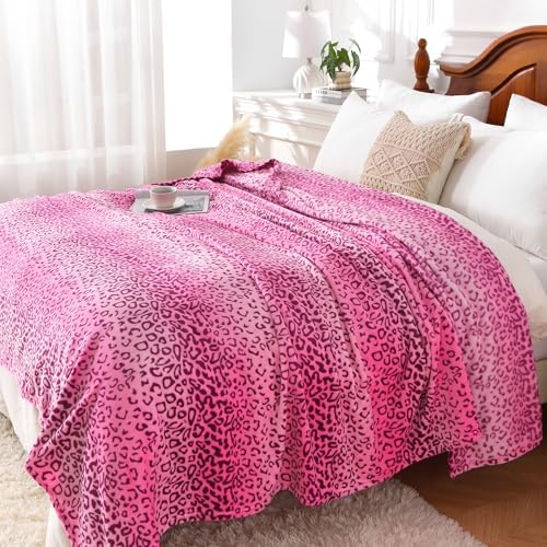 Viviland Flannel Fleece Blanket King Size 90x108 Inches, Lightweight, Super Soft Cozy Warm, Cheetah Print Pink, 100% Microfiber - Image 6