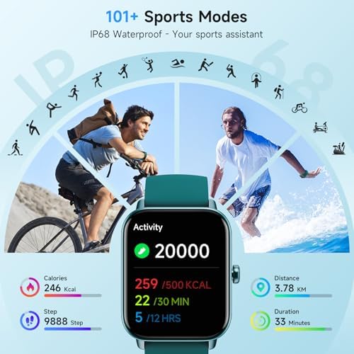 Smart Watch for Women Android iPhone, Alexa Built-in, 1.8" Smartwatch with Heart Rate/SpO2/Sleep Monitor, IP68 Waterproof Activity Fitness Tracker with Bluetooth Call, 100+ Sport Mode, DarkGreen - Image 4