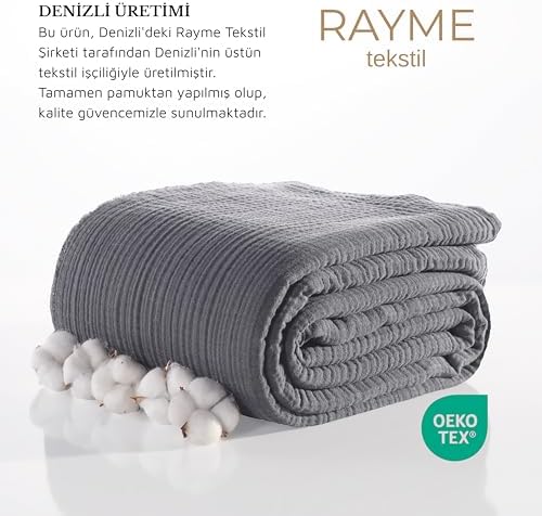 Muslin Blanket - Pure 100% Turkish Cotton Airy Soft Light Versatile Gauze Throw Blanket for Bed, Couch, Sofa (Dark Gray, Throw Size (50" x 66" inch)) - Image 5