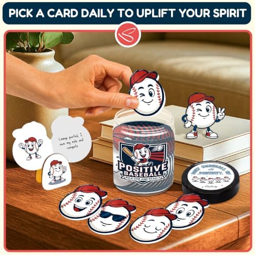 STOFINITY Positive Baseball Jar, 60 Affirmation Cards and Wood Stand - Image 4