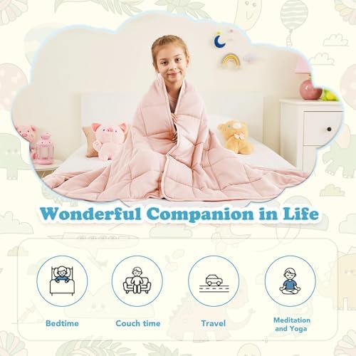 CuteKing Weighted Blanket (10lbs, 50"x60", Pink) Heavy Blanket for 90-100lbs, Weighted Blanket for Cooling & Heating with Premium Glass Beads, Soft Thick Blanket All-Season - Image 5