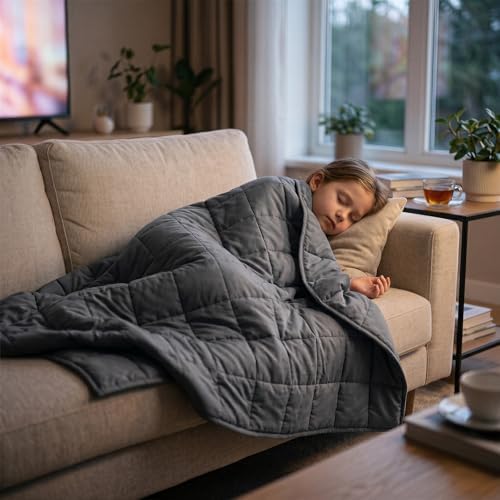 Machine Washable Weighted Blanket for Adults - Heavy Blankets for All-Season Sleeping, Cooling Soft & Breathable with Premium Glass Beads (41” x 60”｜5lbs) - Image 2
