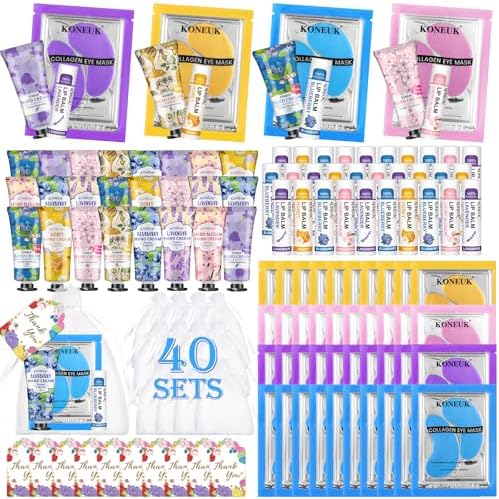 120 Pcs Spa Party Favors of Eye Masks, Bulk Hand Creams and Lip Balms Bulk by KONEUK
